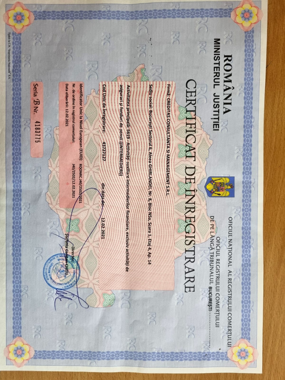 CREDITAS CONSULTANTA SI MANAGEMENT SRL
